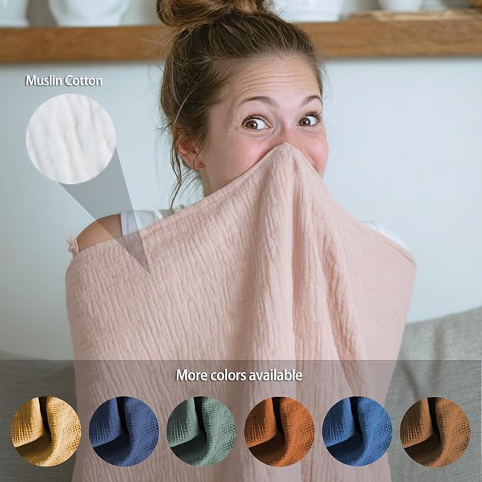Muslin Nursing Covers for Breastfeeding, Arch Neckline Breast Feeding Covers - Image 5