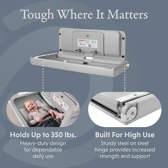 Foundations Ultra Horizontal Wall Mounted Baby Diaper Changing Station - Image 3