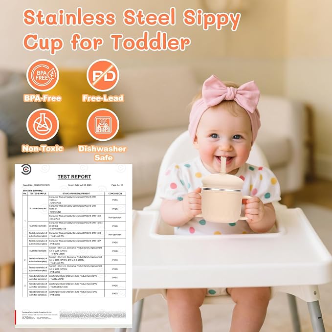 BUSOHA Stainless Steel Sippy Cups - 3 IN 1 Silicone Sippy Cup - Image 3