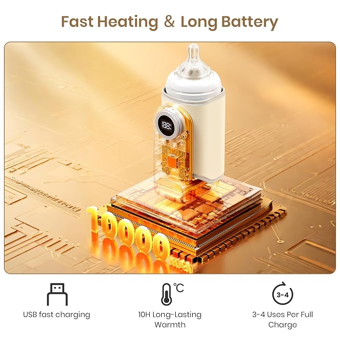 Portable Bottle Warmer for Travel, Precise Temperature Milk Warmer, 10000mAh - Image 5