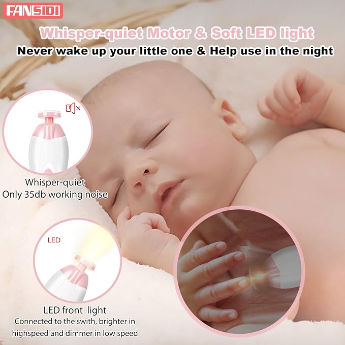Baby Nail Trimmer Electric, FANSIDI Baby Nail File Infant Nail Clippers - Image 3