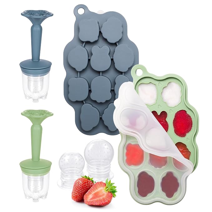 KingKam Baby Breastmilk Popsicle Molds & Baby Fruit Feeder, BPA Free Baby Food by KingKam