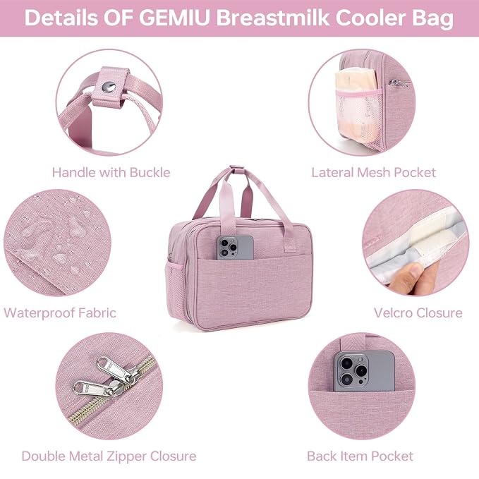 Breastmilk Cooler Bag with Ice Pack, Fits 6 Baby Bottles Up to 9 Ounce Breast - Image 4