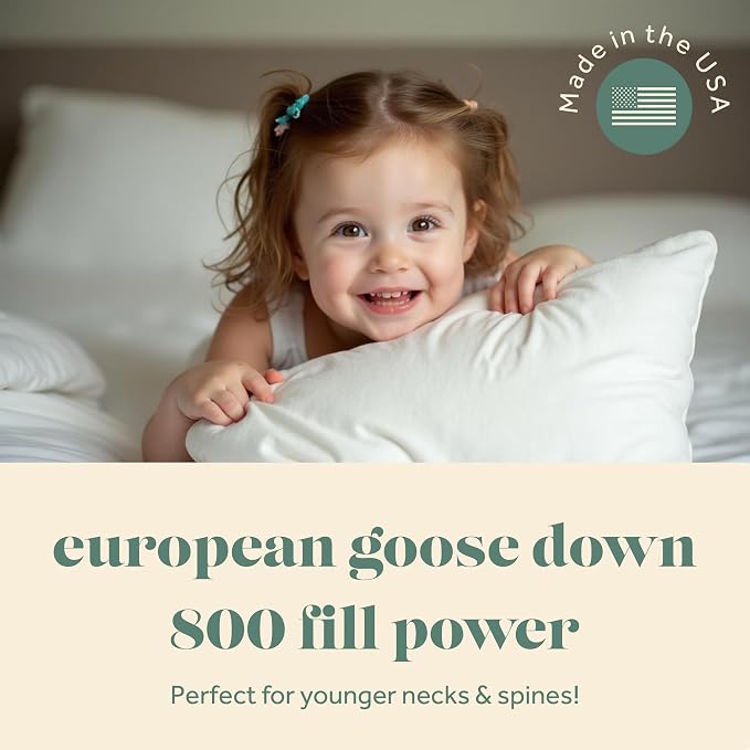 ComfyDown Toddler Pillow, 800 Fill Power Goose Down Fill, 300 Thread Count 100% - Image 4