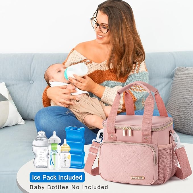 Breastmilk Cooler Bag with Ice Pack Fits 6 Baby Bottles up to 9 Ounce, Breast - Image 6