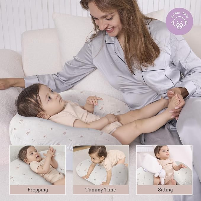 Little Grape Land Muslin Nursing Pillow, Soft 100% Cotton Breastfeeding Pillow - Image 5