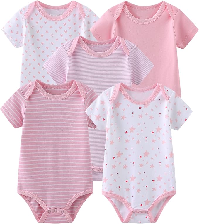Chamie Newborn Baby Cute Design Bodysuit Short Sleeve One-Piece Baby Clothes - Image 5