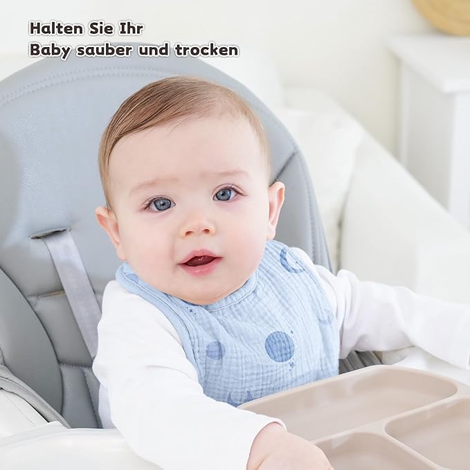 Susurration Muslin Baby Drool Bibs 6Pack Soft Square Adjustable Baby Bandana - Image 2