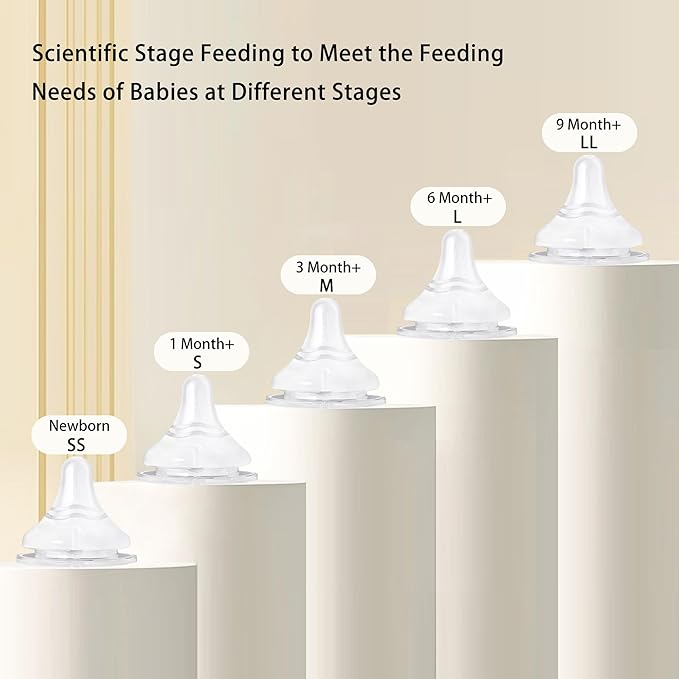 Natural Glass Baby Bottle for Breastfeeding Babies, 5.4oz Anti-Colic Baby Bottle - Image 5