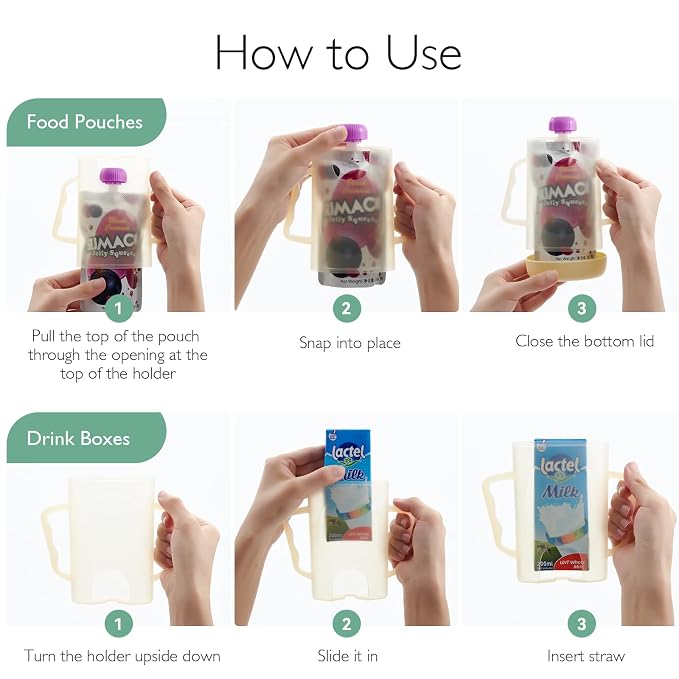 Momcozy Baby Pouch Holder No Squeeze, Baby Food & Juice Box Holder, Easy Grip - Image 7