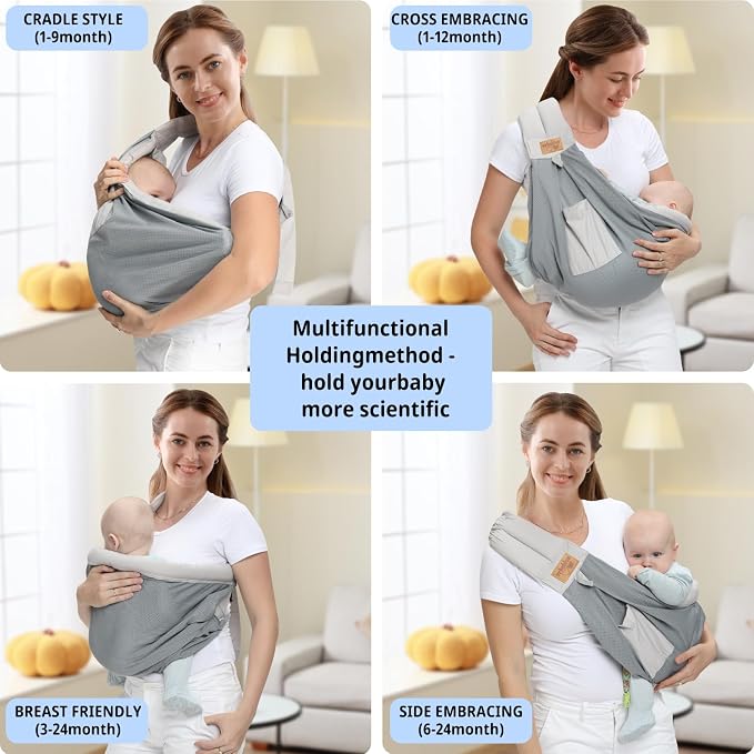 Baby Sling Carrier Newborn, Adjustable Easy Wearing Baby Nursing Warp Sling - Image 2