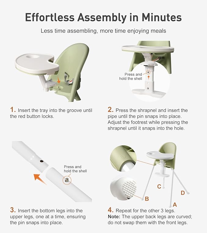 Funny Supply 3-in-1 Cute Folding High Chair, High Chairs - Image 4