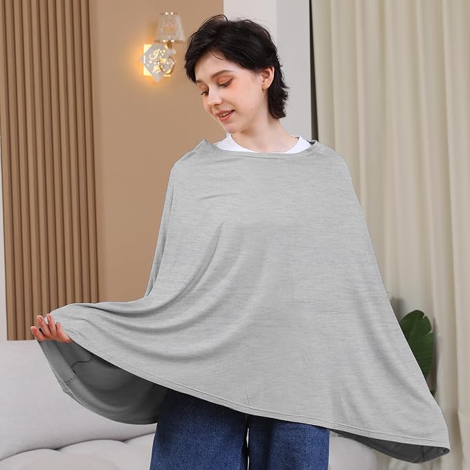 Nursing Cover for Breastfeeding, 360°Full Coverage Nursing Poncho, Rayon Soft & - Image 2