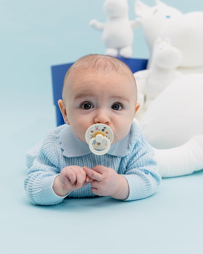 BIBS Colour Moomins Pacifier 2-Pack, BPA Free Pacifier, Round Nipple. Natural - Image 5