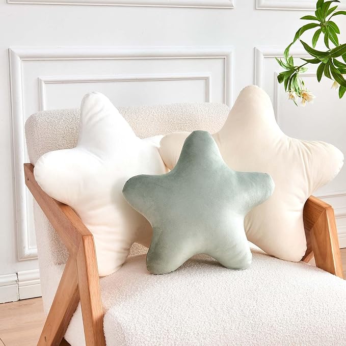 Beige Star Throw Pillow, Cute Star Pillow Room Decor, Soft 14.9" Star Shaped - Image 3