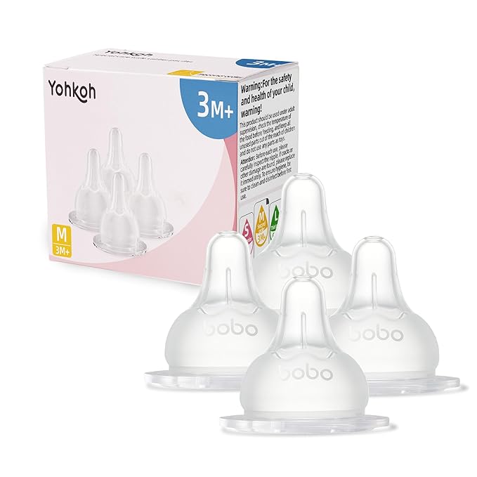 YOHKOH Baby Bottle Nipples for Wide Neck Bottles, 100% Natural Feel Silicone by Home