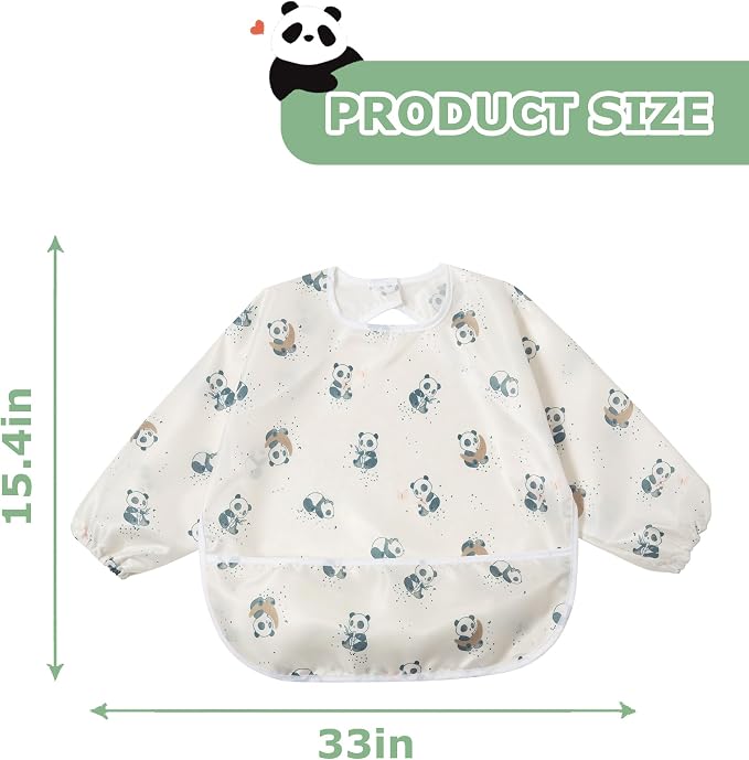 Little Dimsum Baby Bib with Pocket Waterproof Toddler Bibs Infant Feeding Bibs - Image 5