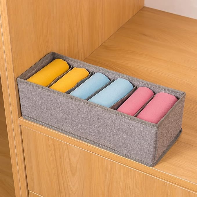 Qozary 6 Pack Sock Underwear Drawer Organizer Dividers, Collapsible Cabinet - Image 5