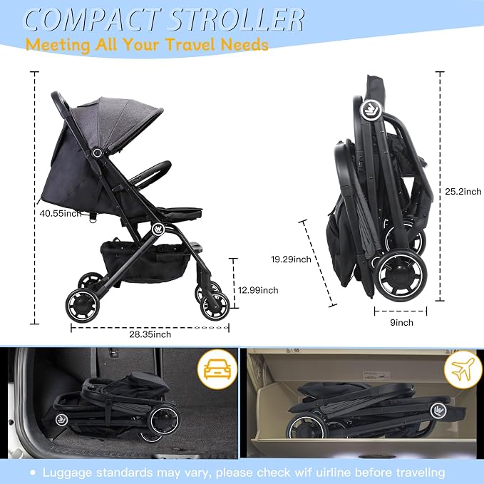 Lightweight Baby Stroller, Compact Travel Stroller - Image 3