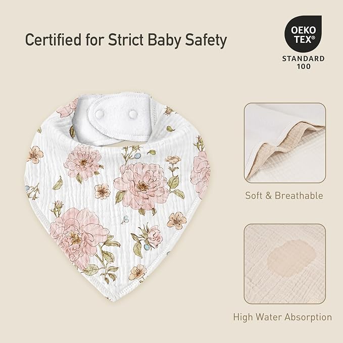 Muslin Baby Bibs 8 Pack, Baby Bandana Drool Bib - Image 6