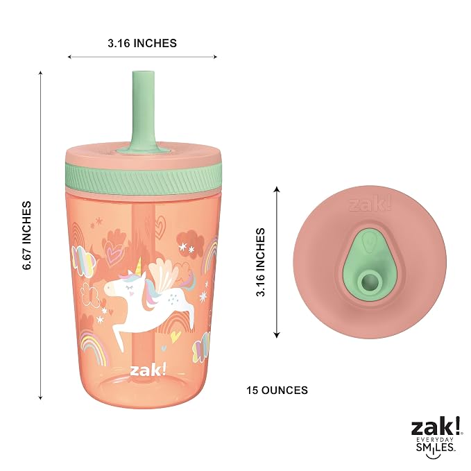 Zak Designs Kelso Tumbler Set 15 oz, Leak-Proof Screw-On Lid - Image 8