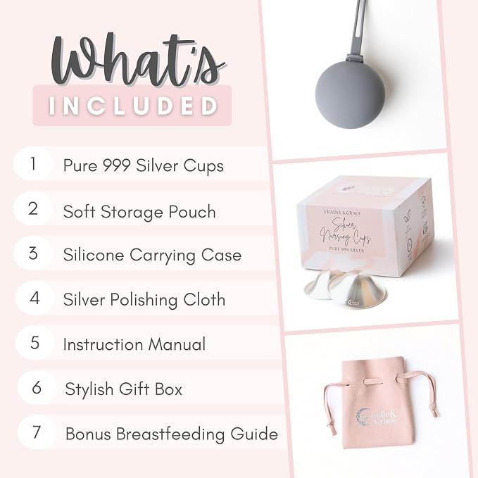 Cradle & Grace Pure 999 Silver Nursing Cups - Image 2