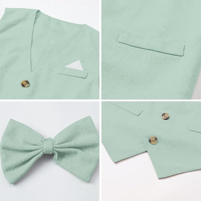 SANGTREE Boys Cotton Linen Suit Formal Set Baby Clothes Boy Gentleman Wedding - Image 6