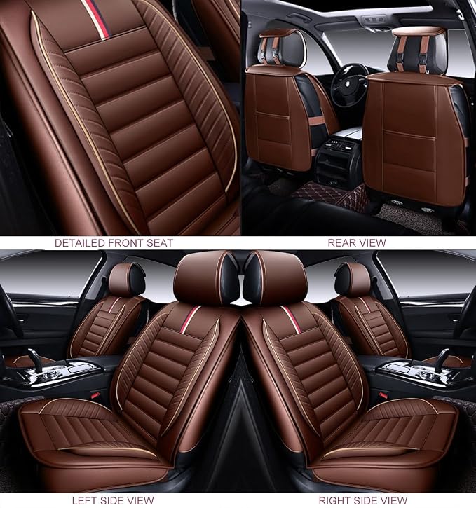 OASIS AUTO Car Seat Covers Premium Waterproof Faux Leather Cushion Universal - Image 3