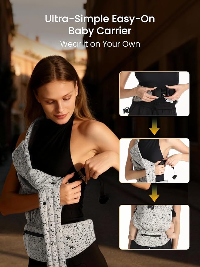 GROWNSY Baby Carrier Newborns to Toddlers, Ergonomic Baby Toddler Carrier Wraps - Image 3