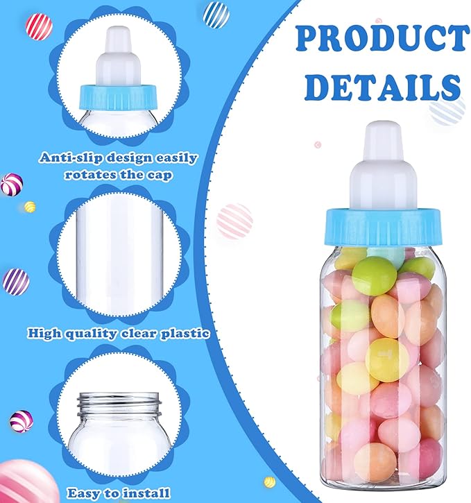60 Pcs 4.5 Inch Baby Mini Milk Bottle Baby Shower Favor Fillable Feeding Bottle - Image 3