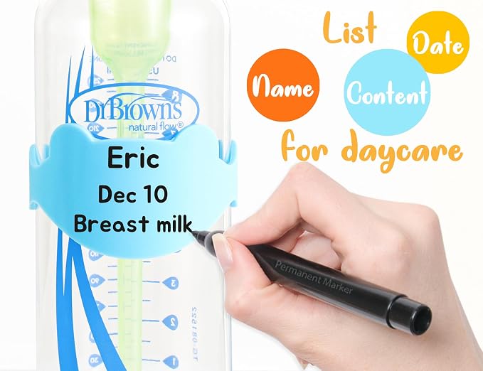 Silicone Baby Bottle Labels for Daycare, Write and Reusable Waterproof Daycare - Image 4