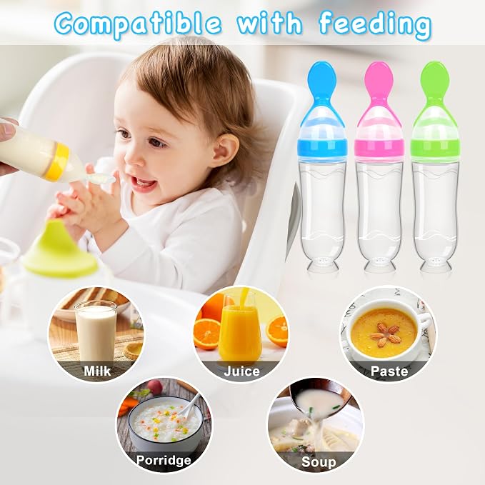 WAJIAYON Baby Food Feeder 3 Pack Silicone Baby Food Dispensing Spoon - Image 2