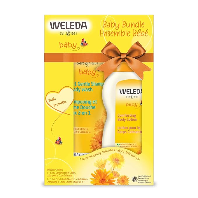 Weleda Baby Calendula Body Lotion and Shampoo-Body Wash Bundle, 6.8 Fluid Ounce by Weleda