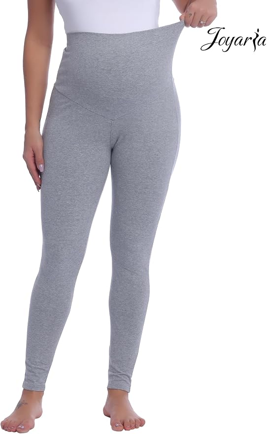 Joyaria Maternity Leggings Over The Belly Cotton Pregnancy Tight Pants Stretchy - Image 2