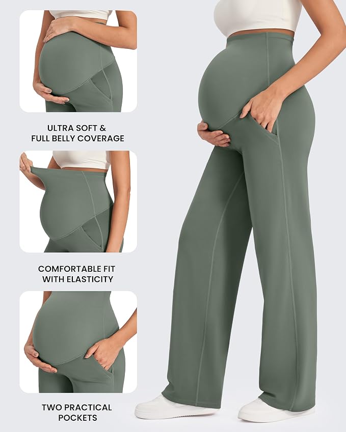 G4Free Maternity Pants Over The Belly Yoga Dress Work Pregnancy Pants Stretchy - Image 6