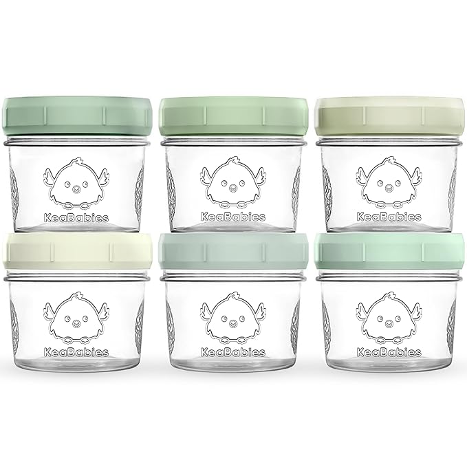KeaBabies 6pk 4oz Glass Baby Food Containers by KeaBabies