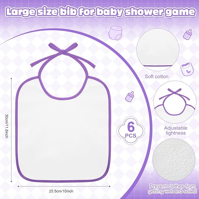 6 Sets Bottle Chug Baby Shower Games Juegos Para Plastic Baby Bottles Bibs Hat - Image 3