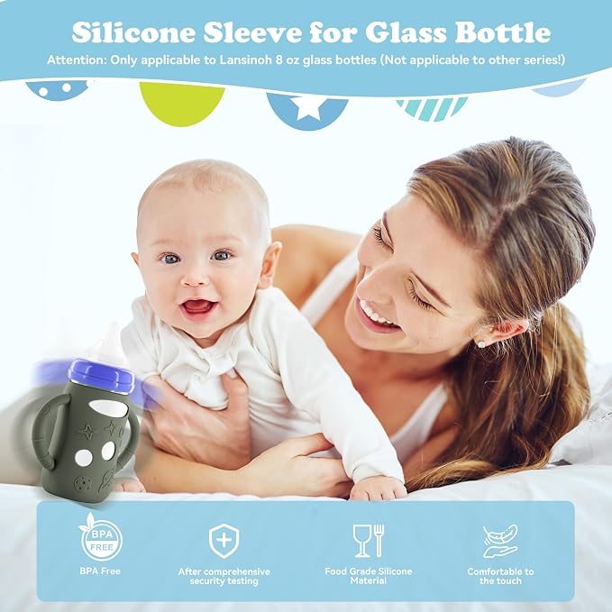 4-Pack Silicone Sleeves for Lansinoh Glass Bottles 5 oz-Starry Sky Design Baby - Image 5