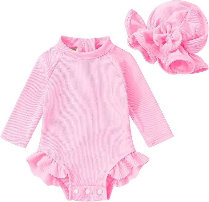 YOUNGER TREE Infant Baby Girls Swimsuit Long Sleeve Swimsuits One Piece by YOUNGERTREE
