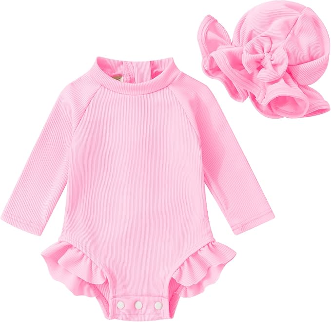 YOUNGER TREE Infant Baby Girls Swimsuit Long Sleeve Swimsuits One Piece by YOUNGERTREE