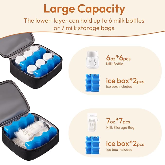 NCVI Breast Pump Bag, Double Layer Removable Pump Bag - Image 4