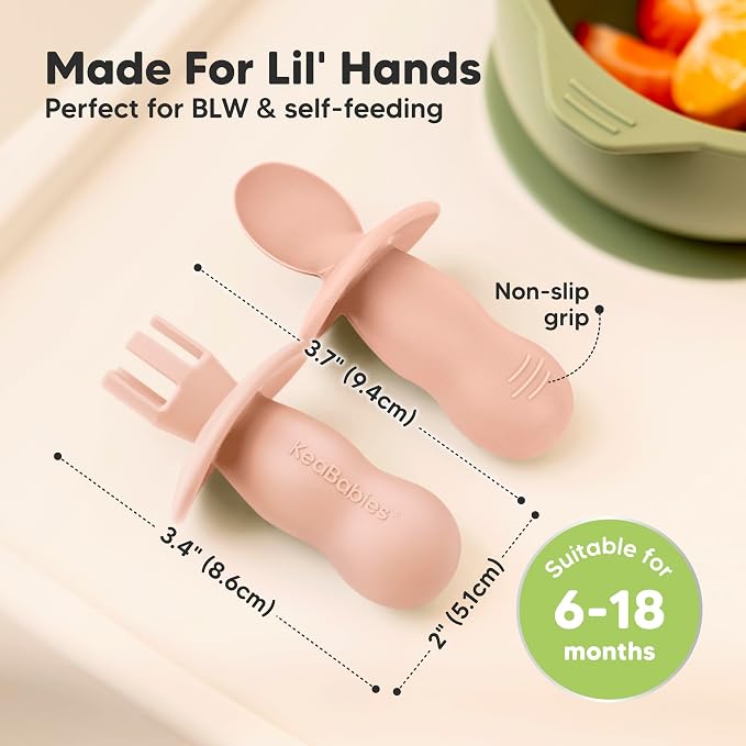 KeaBabies 4-Pack Silicone Baby Spoons and Forks Set - Image 3