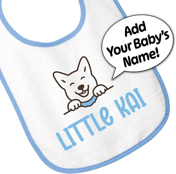 Personalized Baby Bib – Soft Cotton Terry, Cute Jindo Dog Design - Image 3