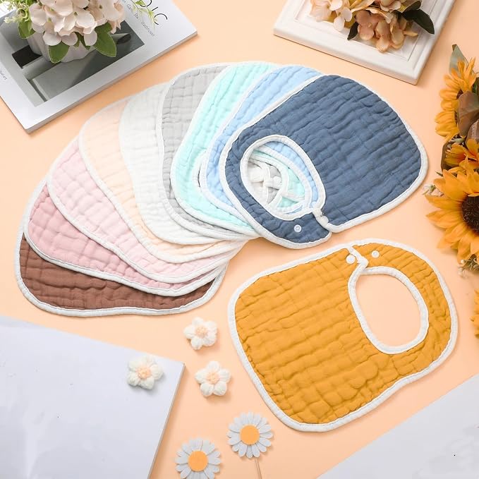 Loopeer 10 Pcs Snap Muslin Bibs soft Baby Bibs - Image 7