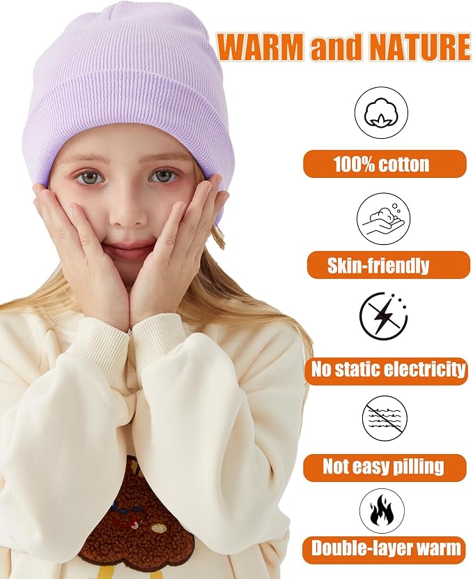 ROYBENS 100% Cotton Baby Beanie Cute Toddler Winter Hat Boys Girls Kids Soft - Image 4