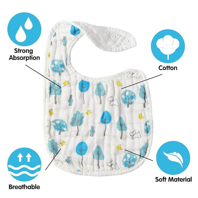 Zainpe 6Pcs Snap Muslin Cotton Bibs - Image 3