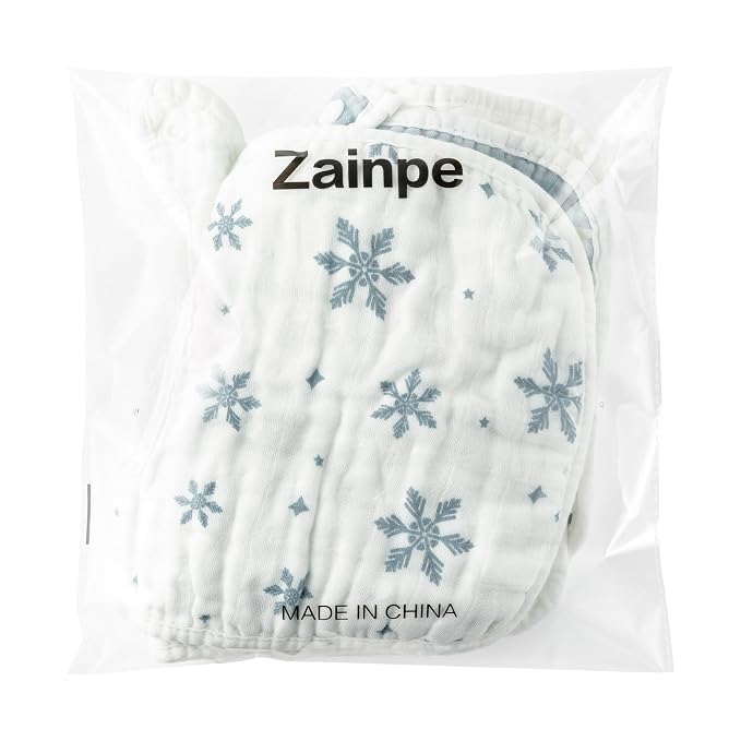 Zainpe 6Pcs Snap Muslin Cotton Baby Bibs Cute Themes Snowflake Penguin Pattern - Image 7