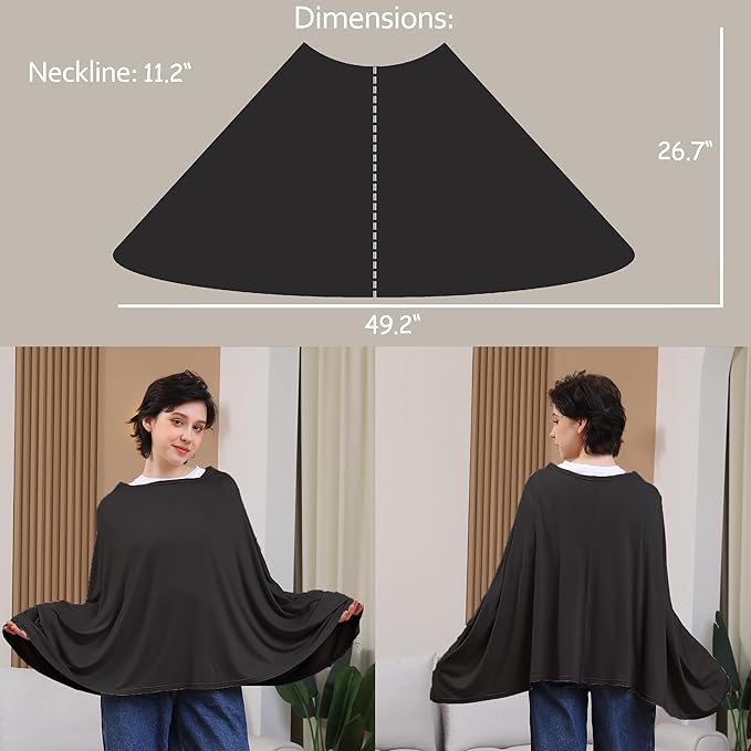 Nursing Cover for Breastfeeding, 360°Full Coverage Nursing Poncho, Rayon Soft & - Image 3