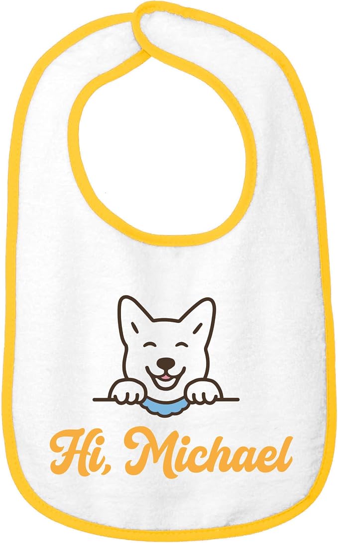 Personalized Baby Bib – Soft Cotton Terry, Cute Jindo Dog Design by SmilingJindo