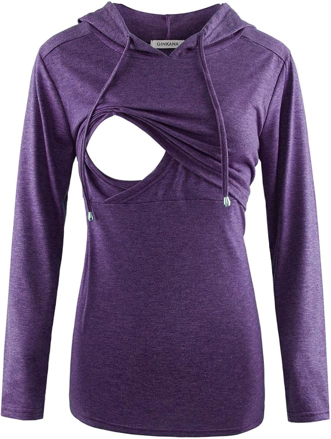GINKANA Women's Nursing Hoodie Sweatshirt Long Sleeves Breastfeeding Maternity by GINKANA
